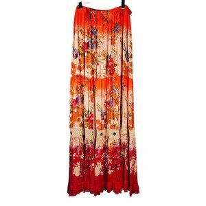 Forbidden Maxi Skirt Size Medium Tiered Ruffle Flowy Stretch Embellished Beach B